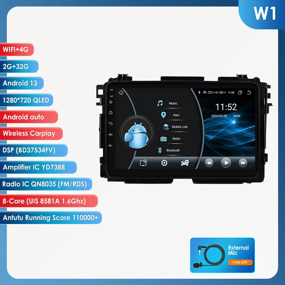Honda Vezel HR-V HRV HR V XRV 2013-2022 9" Android 14 Carplay Android auto wireless wifi bt gps 4g AUTMQBOO