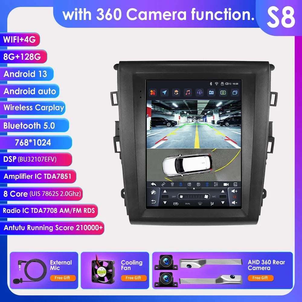 Ford Fusion/Mondeo MK5 2013-2019 9,7" Android 14 Carplay Android auto wireless wifi bt gps 4g AUTMZL3K