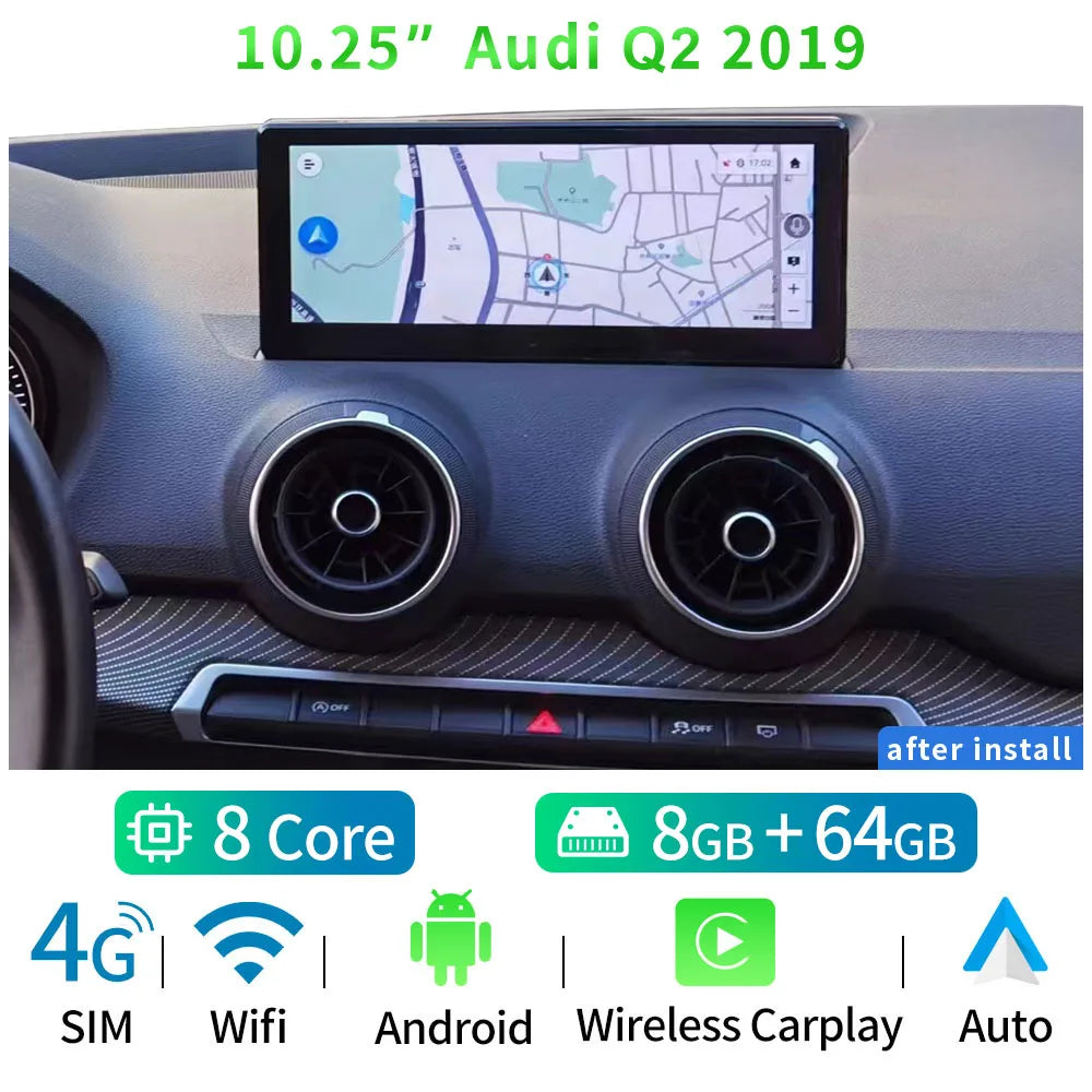 Audi A1 Q2 2013-2019 10,25" Carplay Android auto wireless WIFI GPS Bluetooth AUTM2R3L
