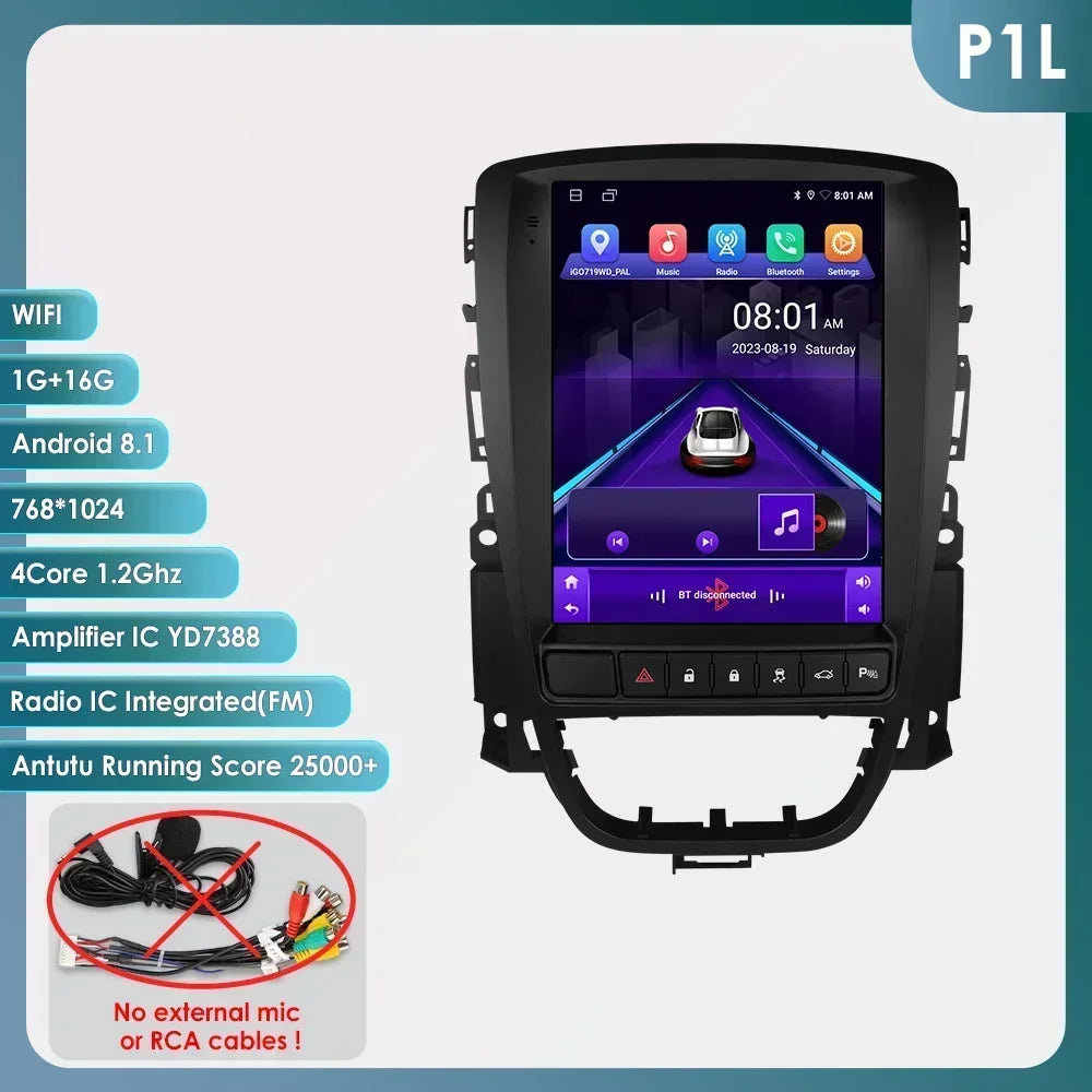 Opel Astra J Vauxhall Buick Verano 2009-2013 9,7" Android 14 Carplay Android auto wireless wifi bt gps 4g AUTMPT97