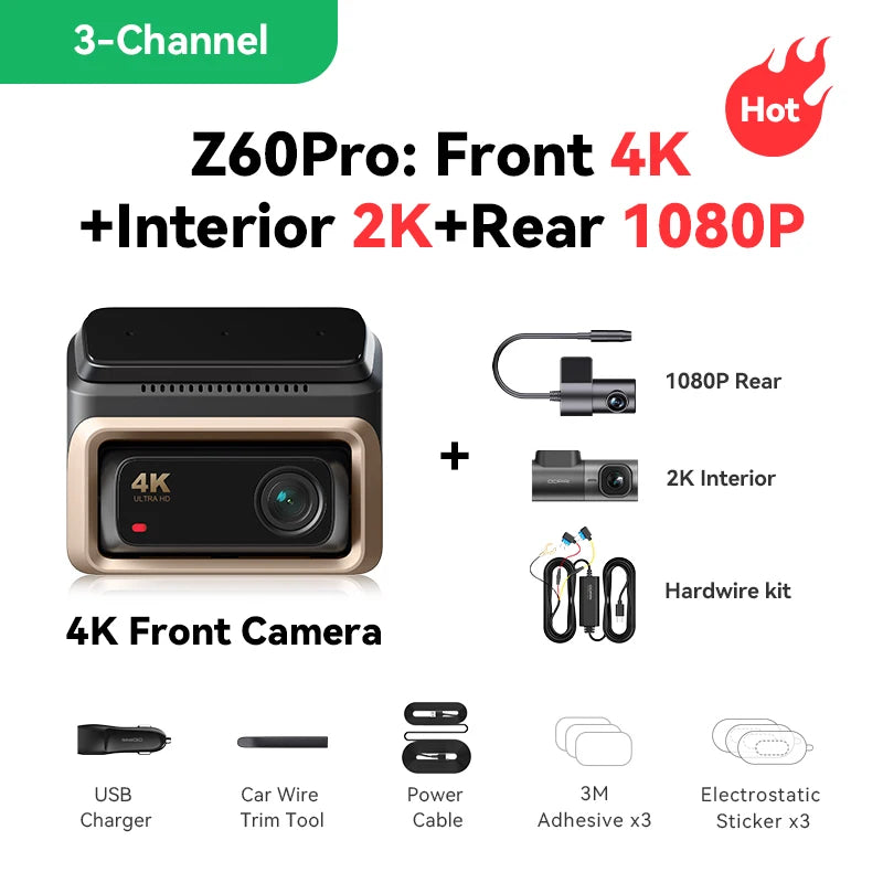 4K Dash Cam Z60 Pro HDR anteriore +posteriore Camera SONY STARVIS2 678 Sensor 5GHz Wi-Fi GPS ADAS 4G DVR AUTMRGSL