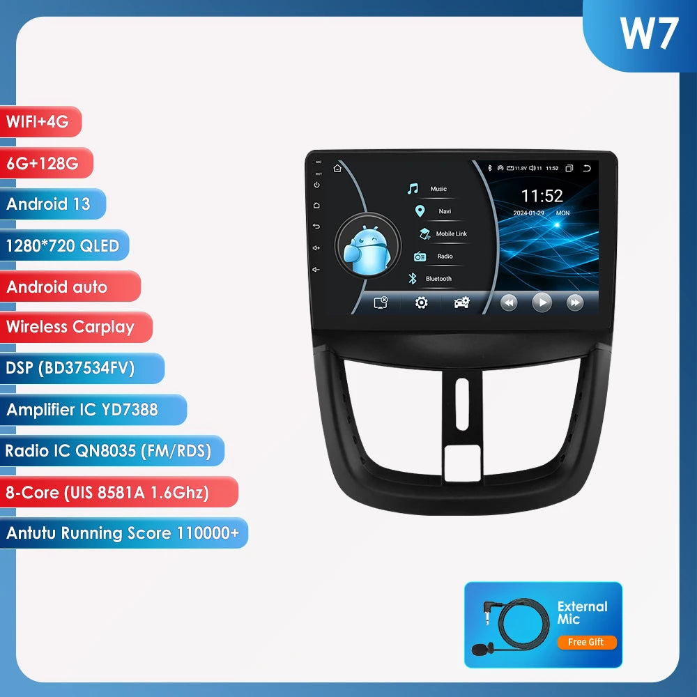 Peugeot SW 207 CC 207 CC 2006-2015 Car Radio RDS WIFI BT GPS wireless CarPlay Android Auto AUTM7MEAP