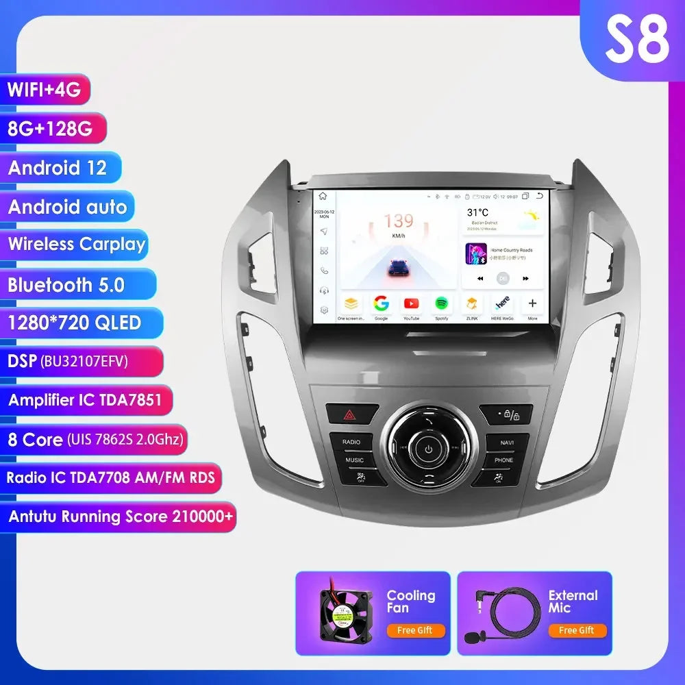 Ford Transit / Tourneo Connect 2013 - 2018 9" Android 14 Carplay Android auto wireless wifi bt gps 4g AUTMZ3HA