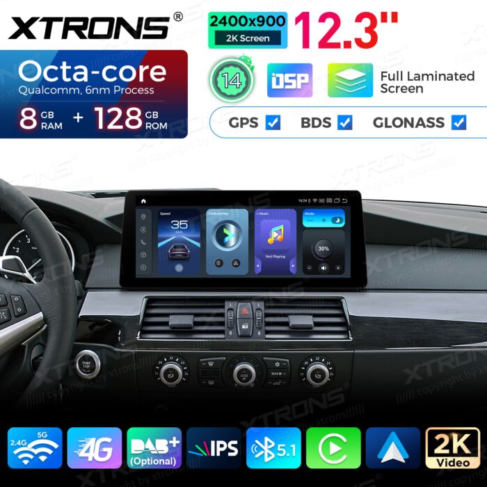 BMW | Serie 5 | Schermo 2K da 12,3″ | Sistema operativo Android e OEM | Qualcomm 680 | Octa Core | 8 GB di RAM e 128 GB di ROM | QGB24CCB12E60