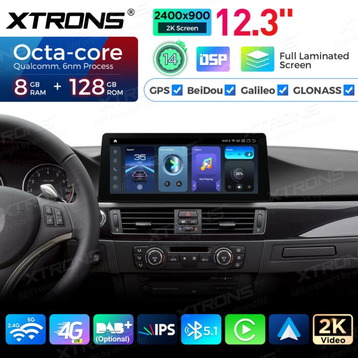 BMW | Serie 3 | Schermo 2K da 12,3″ | Sistema operativo Android e OEM | Qualcomm 680 | Octa Core | 8 GB di RAM e 128 GB di ROM | QGB24CCB12E92