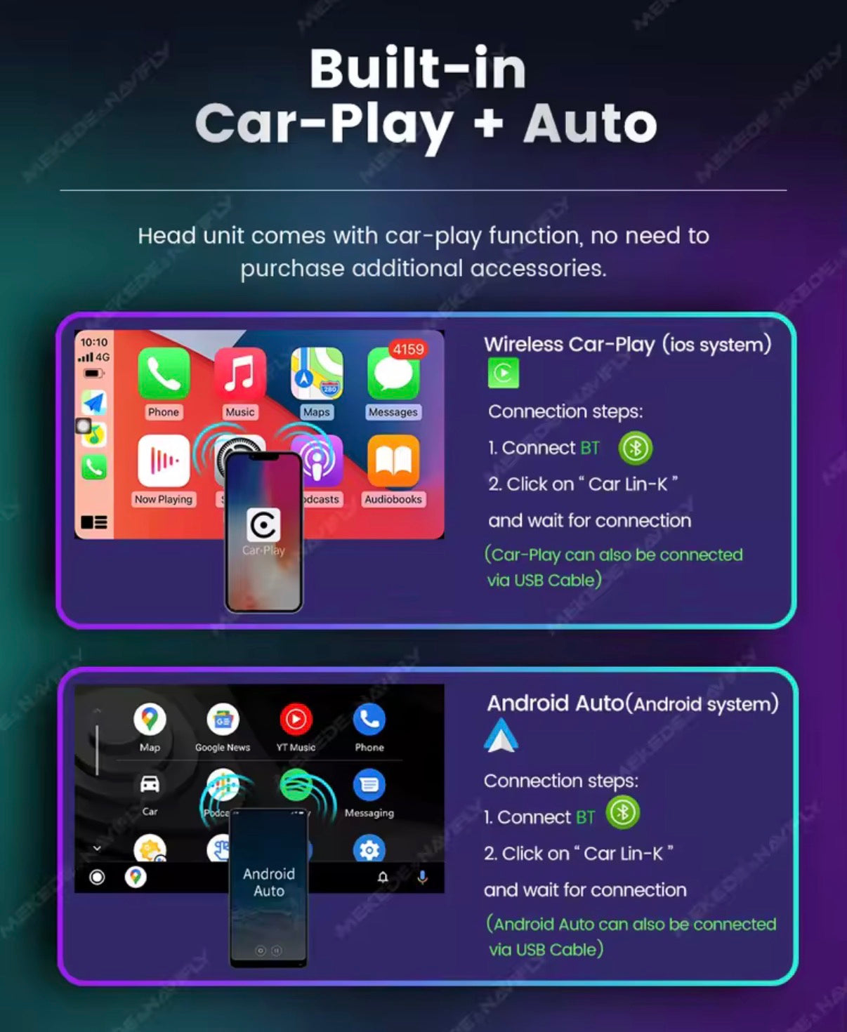 Autoradio 9” Volkswagen Seat Skoda  CarPlay & Android Auto Wireless GPS WIFI BT AUTMVWMKD2