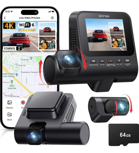 Dash Cam 4K + 1080 3 Canali: Sicurezza Totale a 360° AUTMO1VH