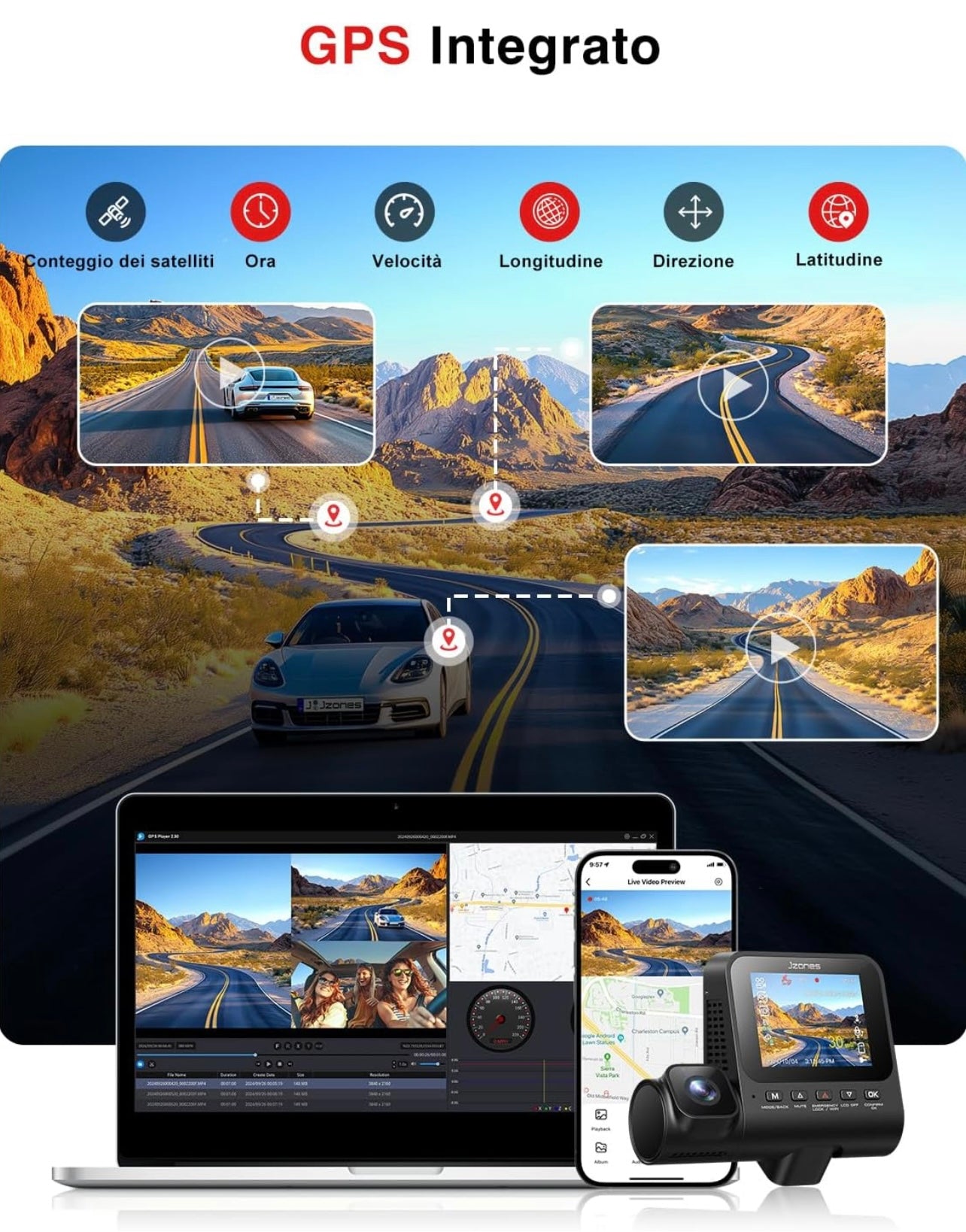 Dash Cam 4K + 1080 3 Canali: Sicurezza Totale a 360° AUTMO1VH
