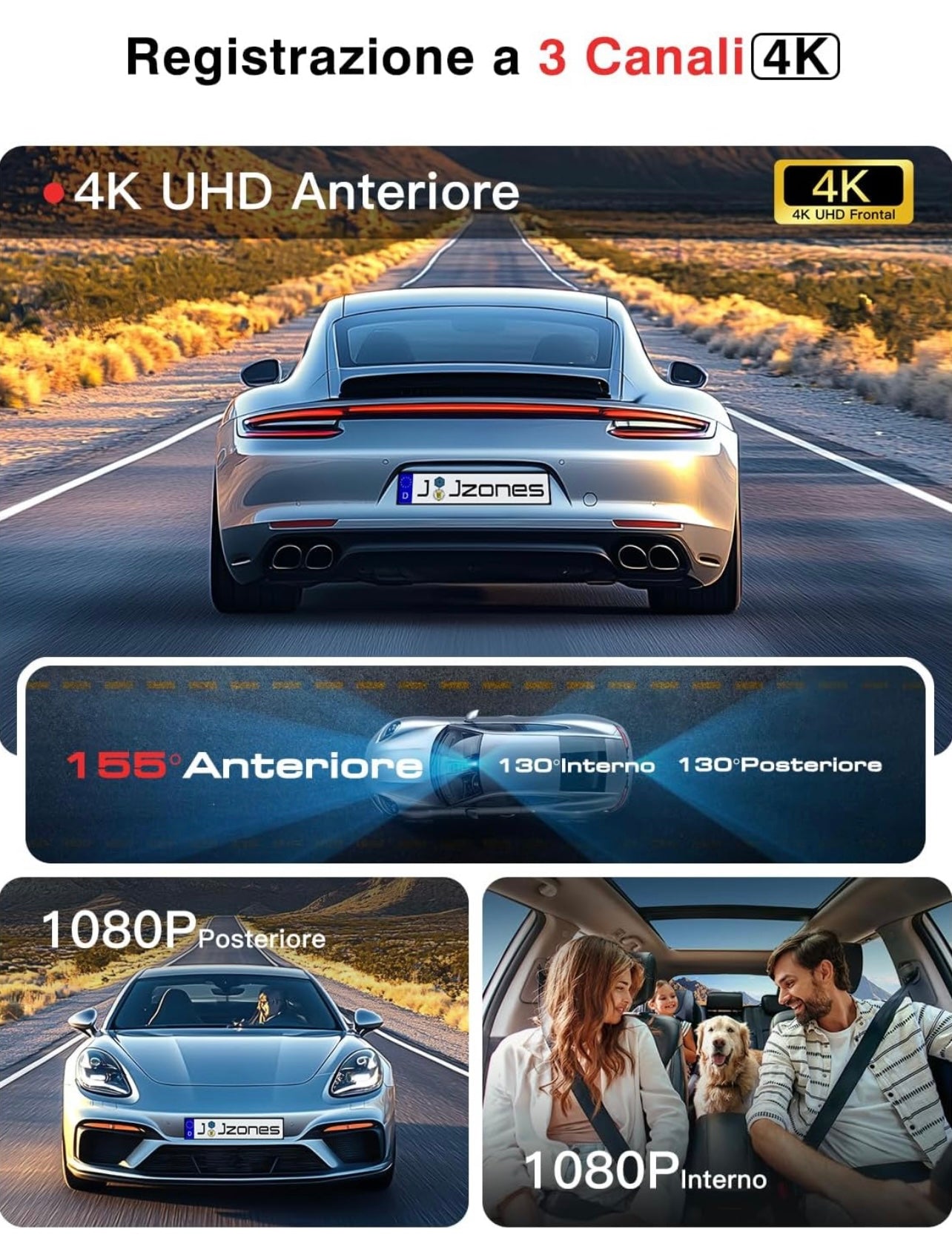 Dash Cam 4K + 1080 3 Canali: Sicurezza Totale a 360° AUTMO1VH