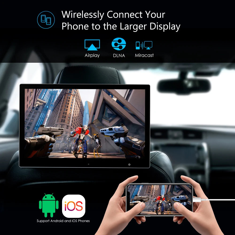 12.5 '' Monitor Poggiatesta per Auto  Android 10.0 Octa Core Touch Screen Lettore Multimediale Portatile con Altoparlante Supporta Video 1080P 2 + 16GB HM127A