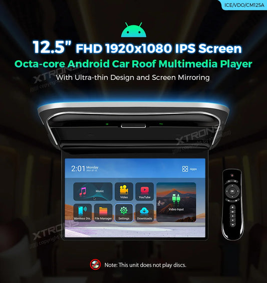 12,5 " Schermo Android IPS Octa-Core FHD 1920*1080 Lettore multimediale da tetto  con design ultrasottile  CM125A