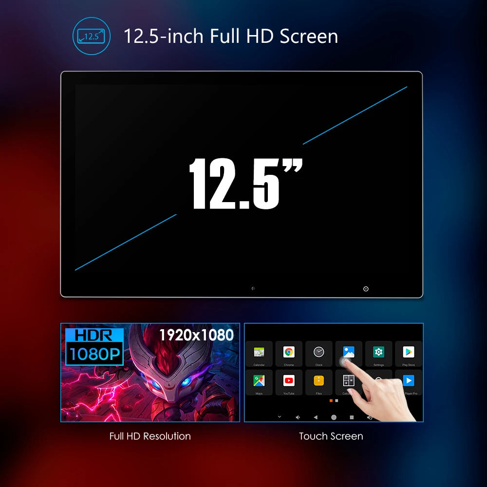 12.5 '' Monitor Poggiatesta per Auto  Android 10.0 Octa Core Touch Screen Lettore Multimediale Portatile con Altoparlante Supporta Video 1080P 2 + 16GB HM127A