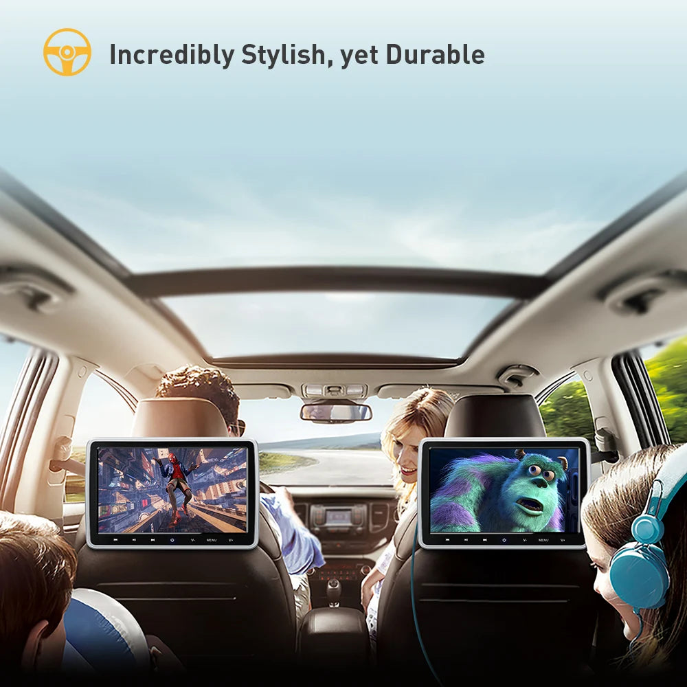10.1 pollici monitor poggiatesta  universale per auto  TV schermo TFT lettore DVD  USB SD/trasmettitore FM tasti touch compatibile HDMI HD111
