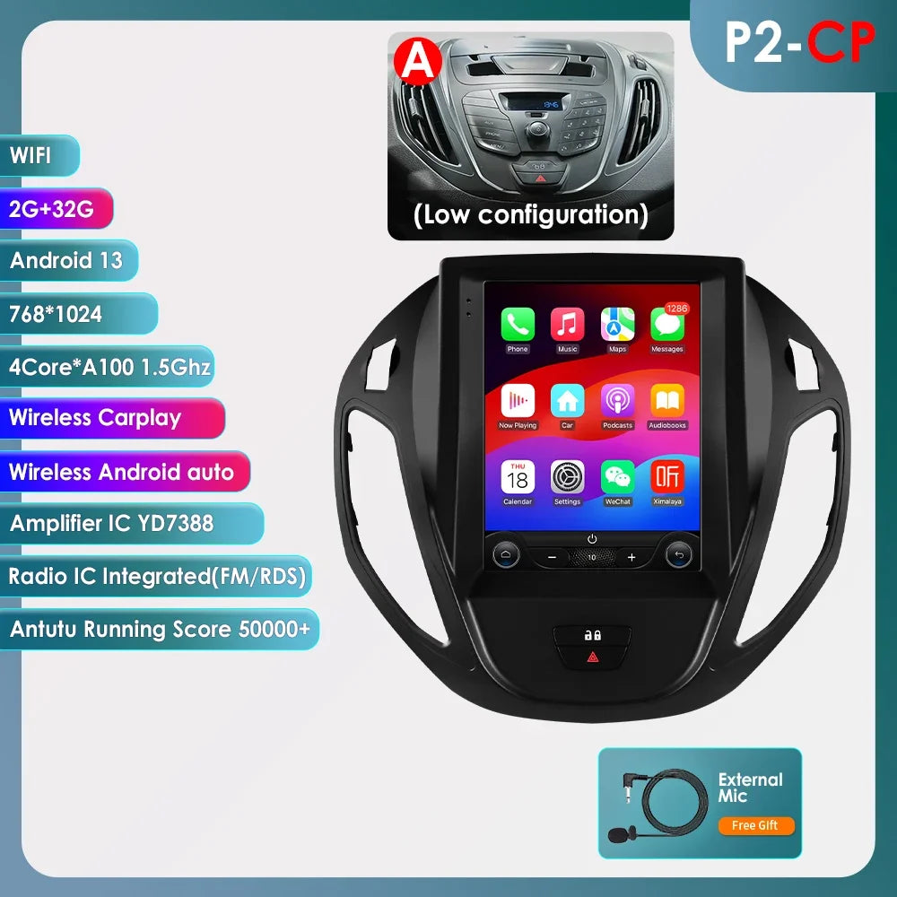Ford Transit Tourneo / Ford B-Max 2012-2023 9,7" Android 14 Carplay Android auto wireless wifi bt gps 4g AUTM1KTA