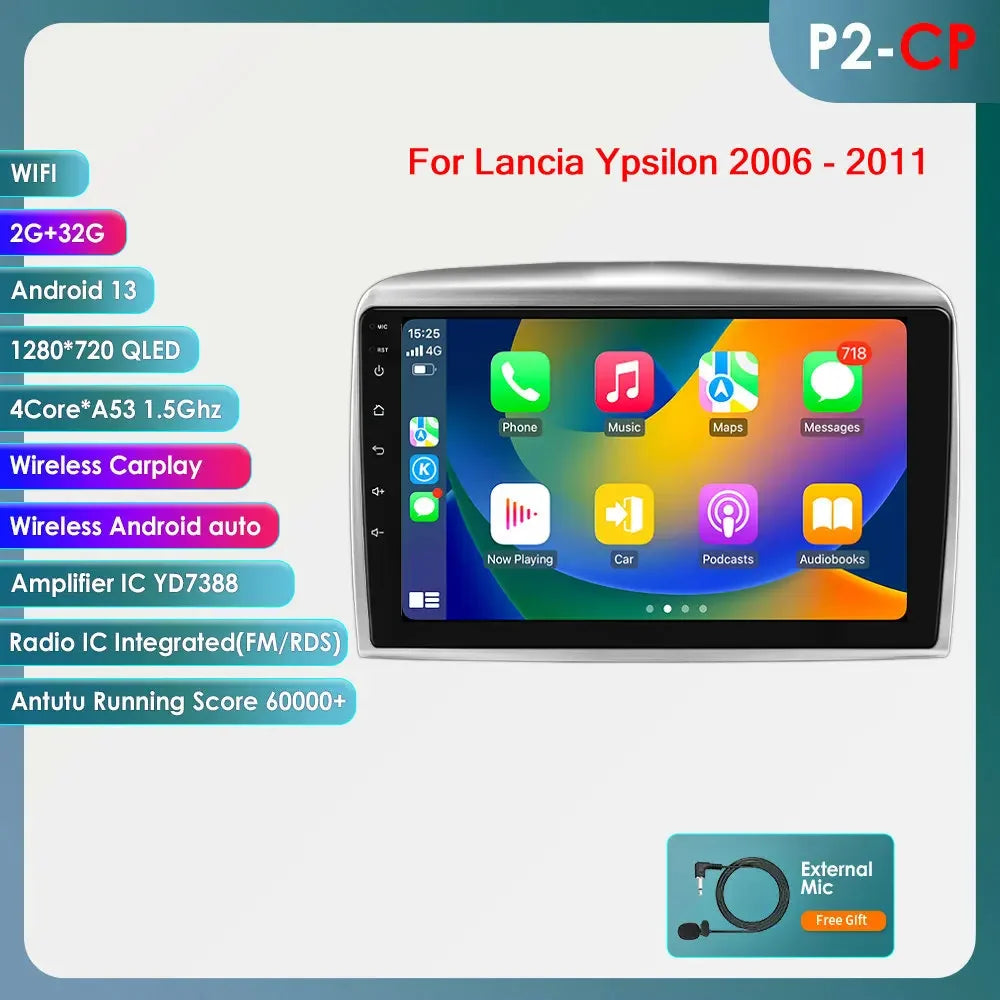 Lancia Ypsilon 2004 - 2011 9" / 10,33" Android 14 Carplay Android auto wireless wifi bt gps 4g  AUTMNYFZ