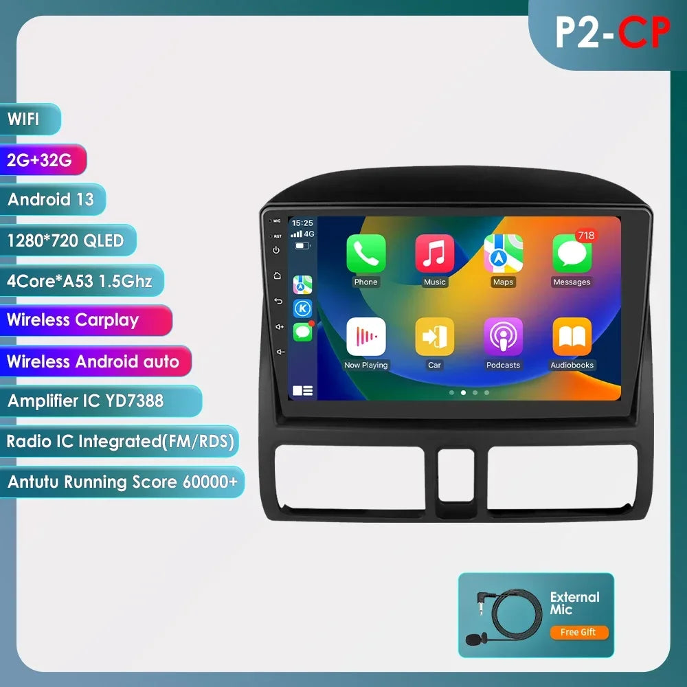 Honda CR-V   2001 - 2006 Android 14 9" Carplay Android auto wireless wifi bt gps 4g RDS AUTMDCRV1