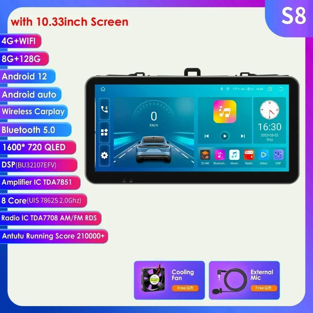 Toyota Corolla E140/150 2007 - 2011 9" Android 14 Carplay Android auto wireless wifi bt gps 4g   AUTMCRLTY