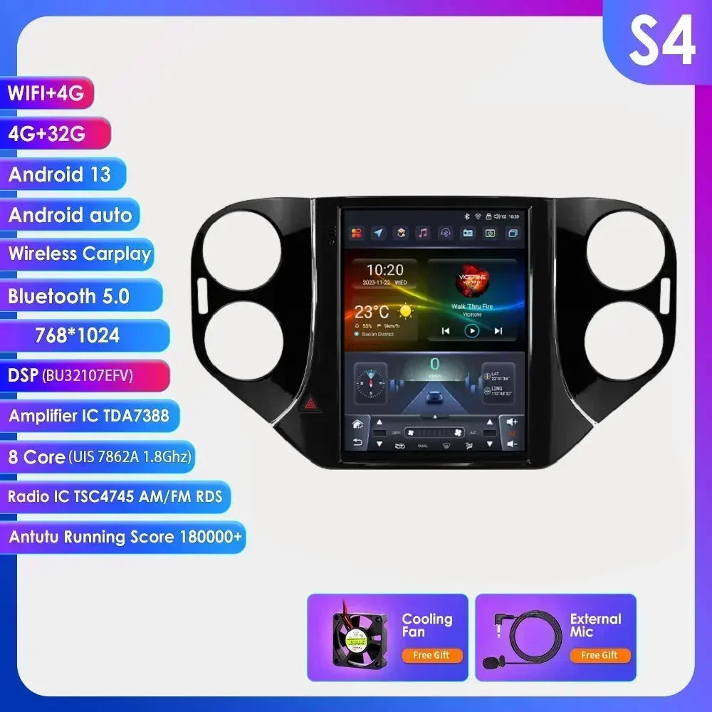 Volkswagen Tiguan 1NF 2007-2016 9,7" " Android 14 Carplay Android auto wireless wifi bt gps 4g  AUTMQ522