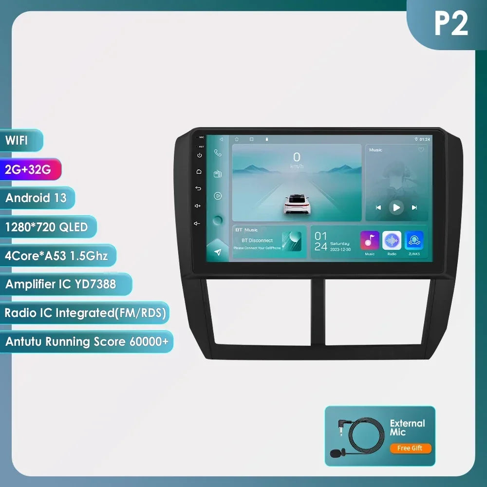 Subaru Forester 3 SH 2007-2013 Impreza WRX  " Android 14 Carplay Android auto wireless wifi bt gps 4g AUTMFSTSB