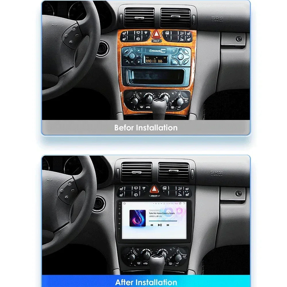 Mercedes-Benz A W168 C W203 G W463 Viano Vito CLK Class C209 1998-2006 9" Android 14 Carplay Android auto wireless wifi bt gps 4g  AUTMZH0A