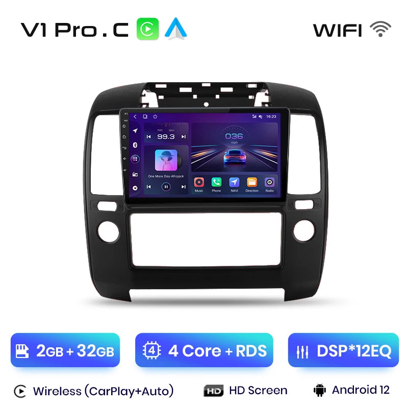 NISSAN NAVARA 2006 -2012 9" Wireless CarPlay Android Auto  RDS GPS 4G WIFI Multimedia autoradio AUTMNISNV2