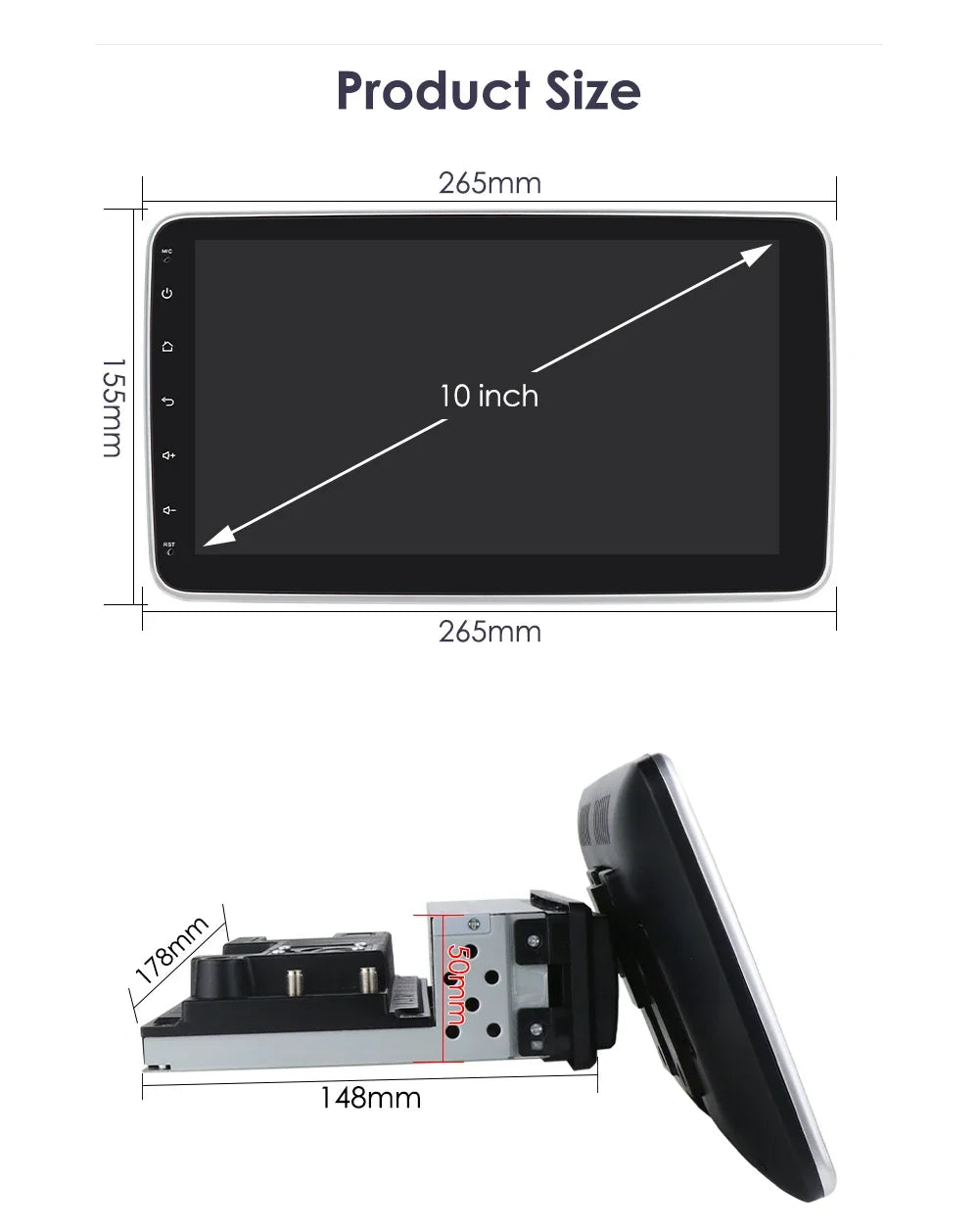 10.1"  1Din Universale Android 14  girevole a 360°  Carplay Android auto wireless  Radio RDS 4G DSP GPS Nav BT AUTMUNI10