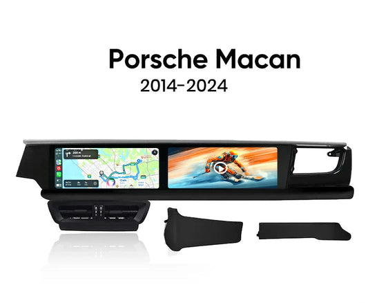 Porsche Macan 2014-2024 Autoradio wireless interattiva a 2 schermi da 12,3 pollici con CarPlay / Android auto wireless  per l'intrattenimento del copilota e del passeggero AUTM9NRU