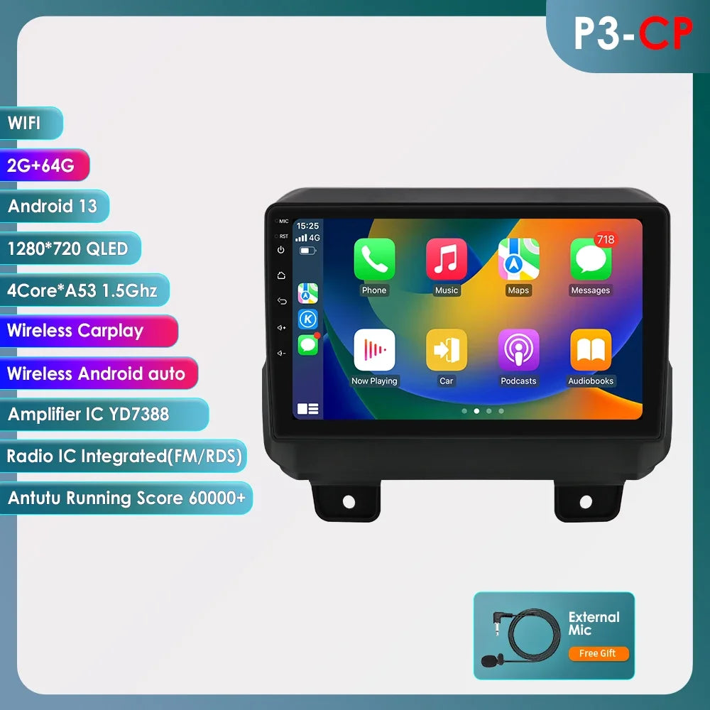 JEEP Wrangler 2018 -2021 9" Android 14 Carplay Android auto wireless wifi bt gps 4g  AUTMOFKI
