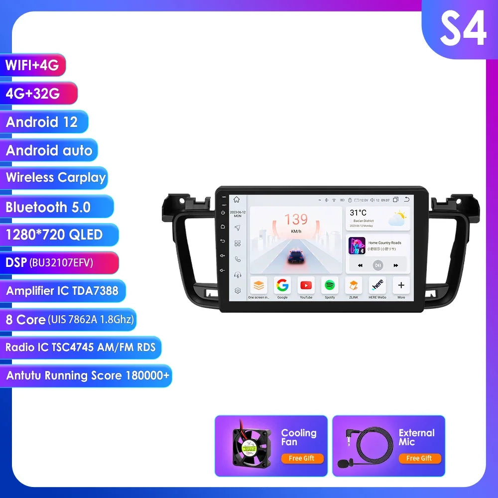 Peugeot 508 508SW 2011-2018  9" / 10,33" Android 14 Carplay Android auto wireless wifi bt gps 4g  AUTM8VXQ
