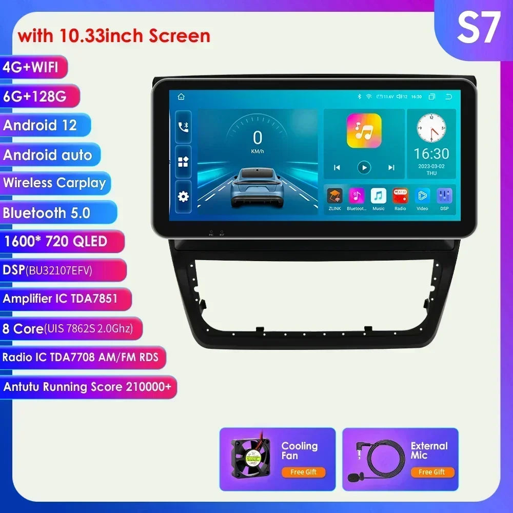 Skoda Yeti 5L 2009-2014 9" 10,33" Android 14 Carplay Android auto wireless wifi bt gps 4g  AUTMXR7U