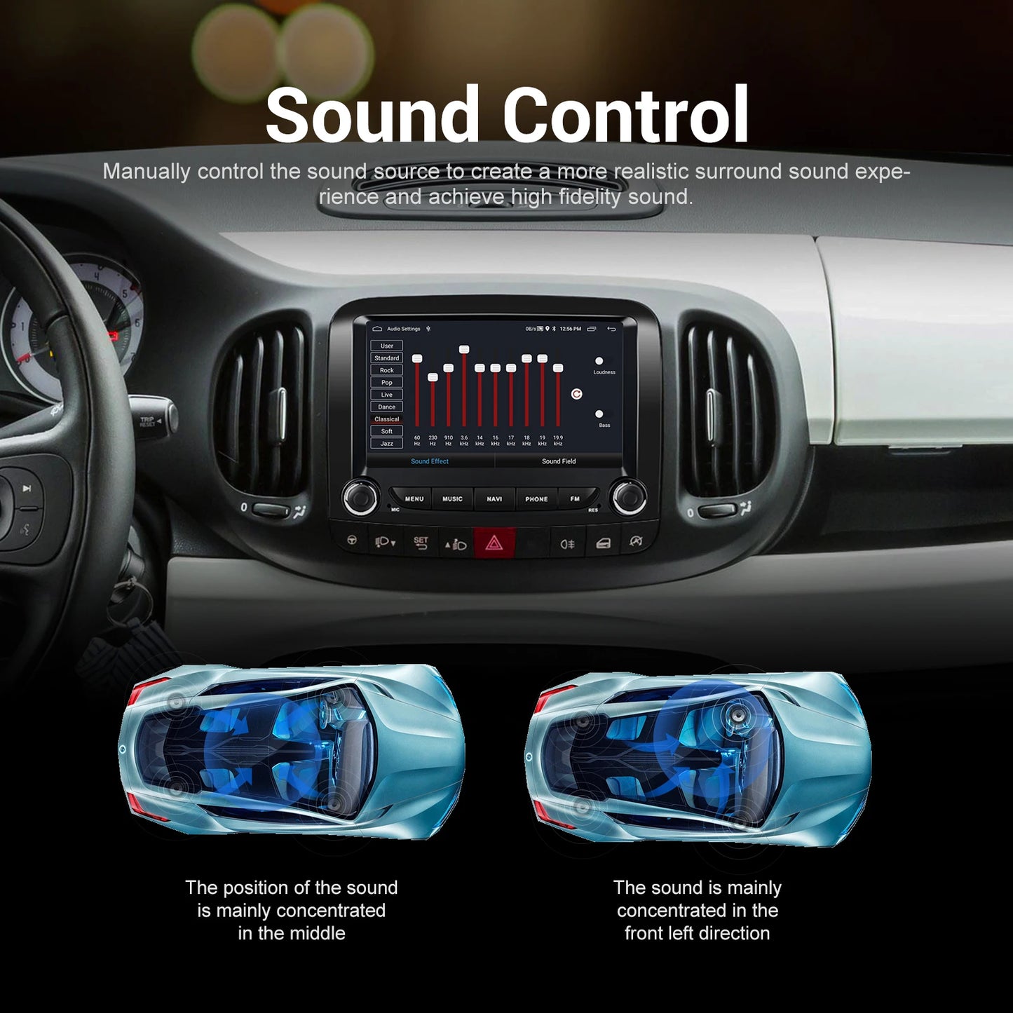 Fiat 500L 2013-2019  4GB+64GB   7" Android 14 Wireless Carplay/Android Auto Car MP3 Player WIFI GPS AUTMFT500L7