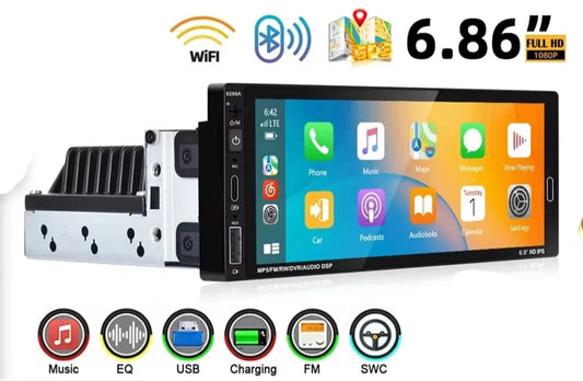 1din 6.86'' Android Car Stereo Radio 2+64G Wireless Carplay Android auto Bluetooth WIFI GPS FM Radio RDS  AUTMRDNV1