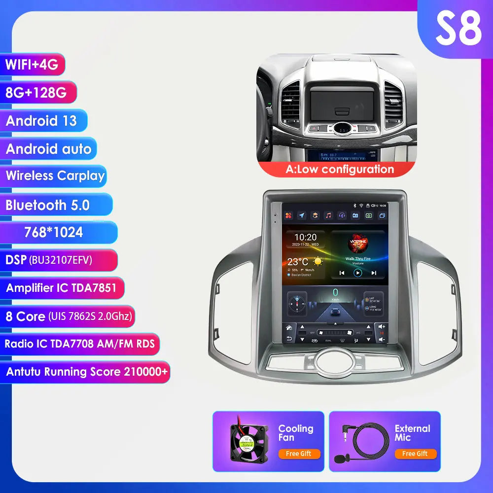 Chevrolet Captiva Sport 2011 - 2017 9,7" Android 14 Carplay Android auto wireless wifi bt gps 4g  AUTMXJ6J
