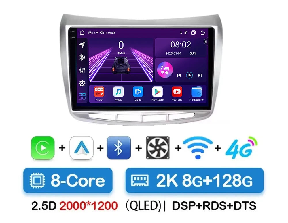 Cartablet 9"  Lancia Delta 2009-2019 Android 14 Carplay Android auto wireless wifi bluetooth navigatore satellitare Europa radio RDS AUTMLNCDT