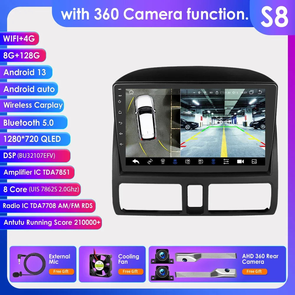 Honda CR-V   2001 - 2006 Android 14 9" Carplay Android auto wireless wifi bt gps 4g RDS AUTMDCRV1