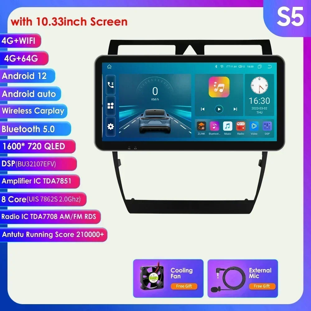 Audi A6 C5 1997-2004 S6 RS6 9" Android 14 Carplay Android auto wireless wifi bt gps 4g  AUTMA9VK