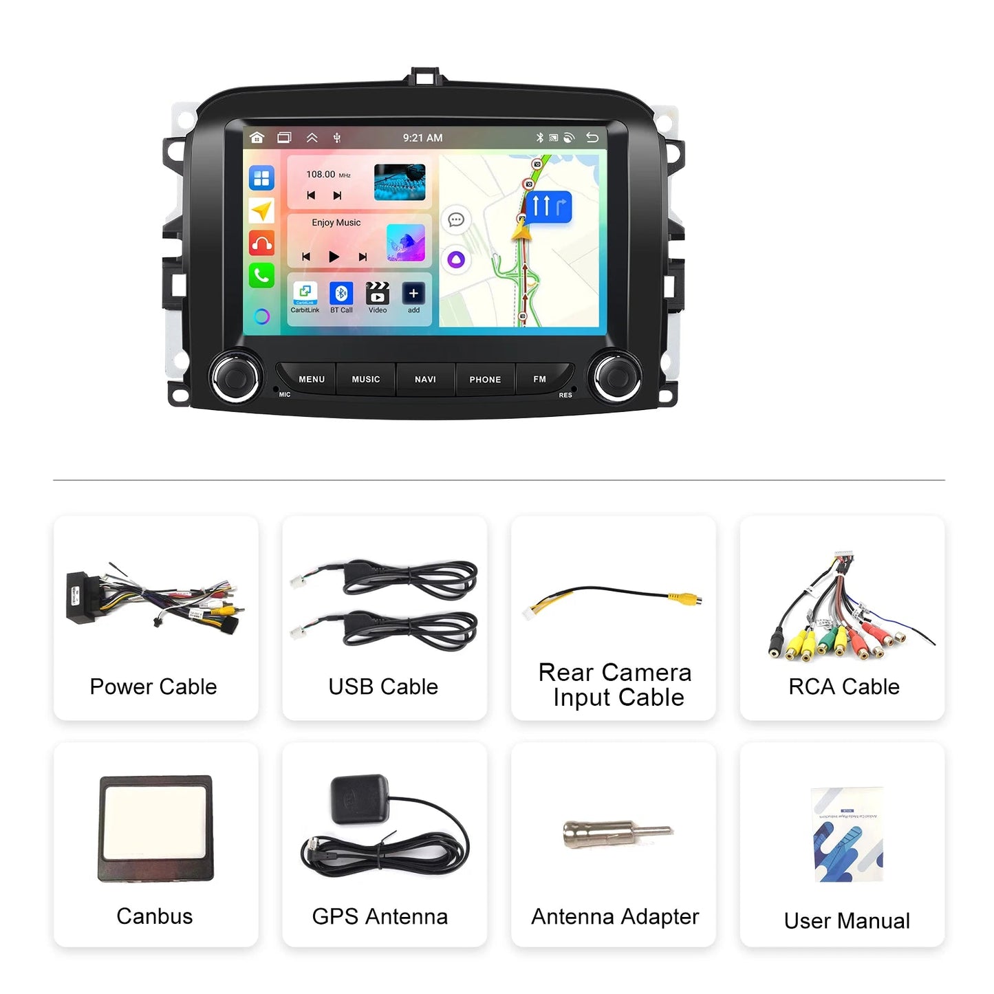 Fiat 500L 2013-2019  4GB+64GB   7" Android 14 Wireless Carplay/Android Auto Car MP3 Player WIFI GPS AUTMFT500L7