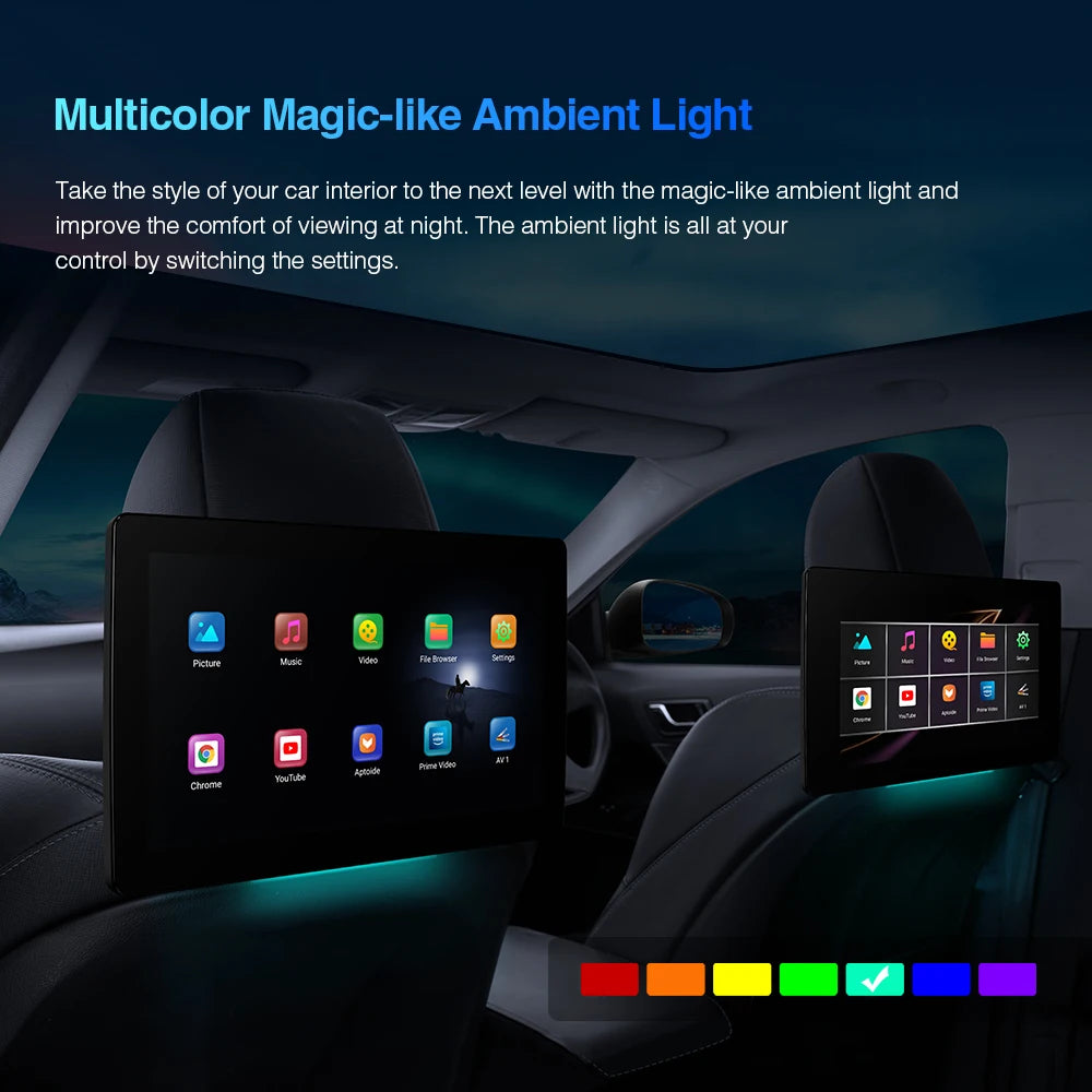 11,6" Android 11  Monitor per poggiatesta per auto Quad-core 1 + 16 GB 1366x768 Touch Screen con mirroring dello schermo WIFI integrato HM111A