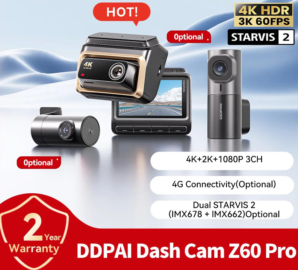4K Dash Cam Z60 Pro HDR anteriore +posteriore Camera SONY STARVIS2 678 Sensor 5GHz Wi-Fi GPS ADAS 4G DVR AUTMRGSL