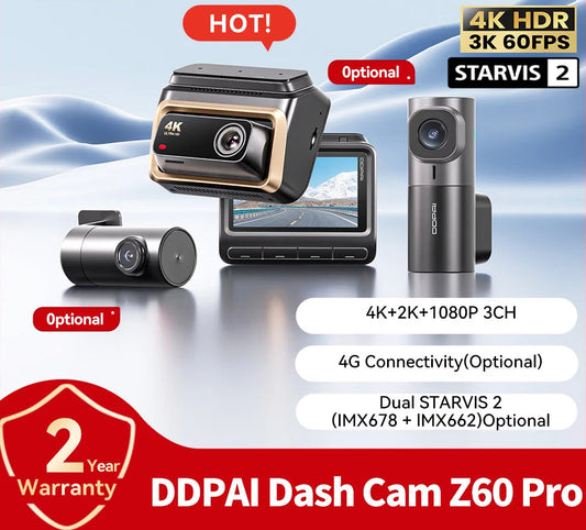 4K Dash Cam Z60 Pro HDR anteriore +posteriore Camera SONY STARVIS2 678 Sensor 5GHz Wi-Fi GPS ADAS 4G DVR AUTMRGSL
