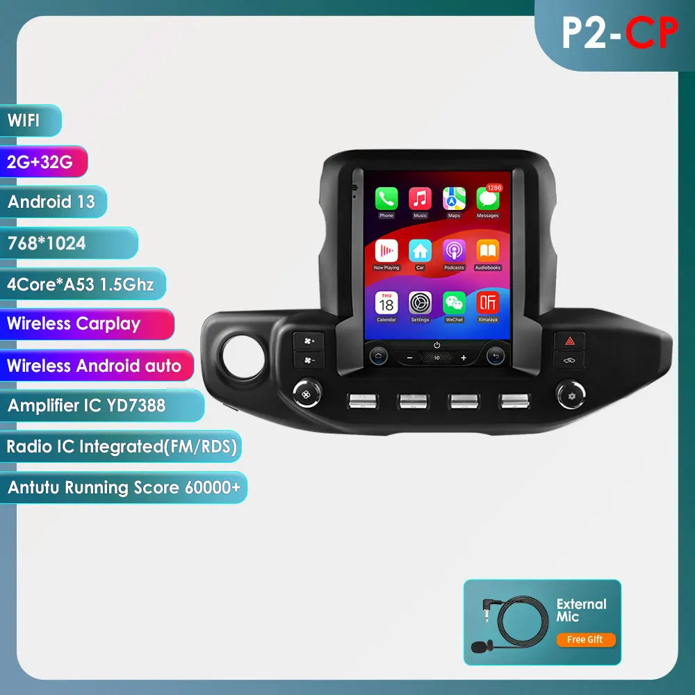 Jeep Wrangler JL Gladiator 2018-2023  9,7" Android 14 Carplay Android auto wireless wifi bt gps 4g  AUTM4XE5