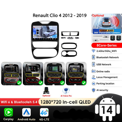 Renault Clio 4 2012-2019 10,1"  Android 14 Carplay Android auto wireless wifi bt gps 4g  AUTMXIAG