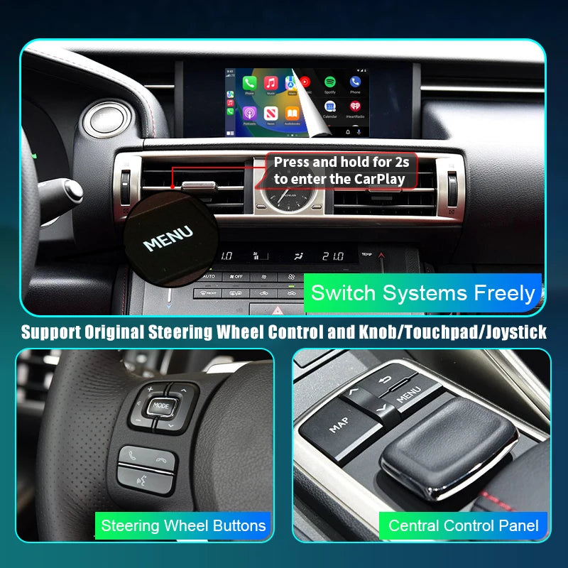 Lexus IS 2014-2020 Wireless CarPlay  Android Auto MirrorLink  AirPlay USB Plug and Play AUTMLXSIS4