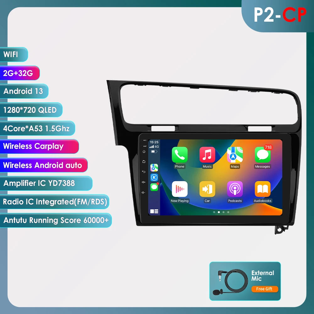 Volkswagen VW Golf 7 2013-2017 10,1"" Android 14 Carplay Android auto wireless wifi bt gps 4g  AUTMKDPF
