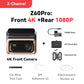 4K Dash Cam Z60 Pro HDR anteriore +posteriore Camera SONY STARVIS2 678 Sensor 5GHz Wi-Fi GPS ADAS 4G DVR AUTMRGSL
