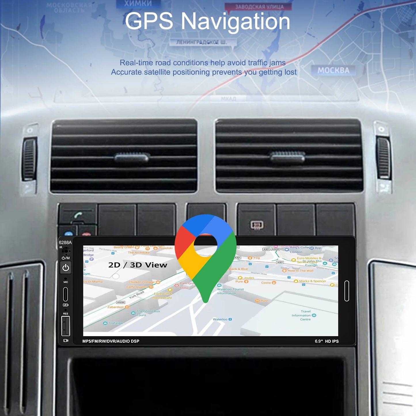 1din 6.86'' Android Car Stereo Radio 2+64G Wireless Carplay Android auto Bluetooth WIFI GPS FM Radio RDS  AUTMRDNV1