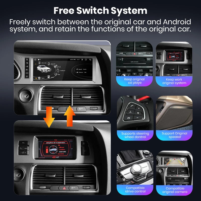 Audi Q7 2006 -2015 10.25 " Wireless CarPlay Android Auto Car Radio Multimedia DSP wifi bt GPS sistema intelligente AUTMAUDIQ74L