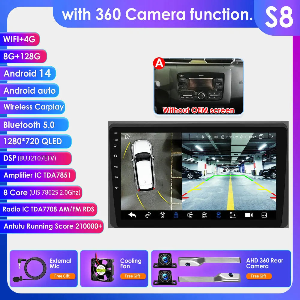 Dacia Duster  Renault Arkana 10,1" / 10,33" Android 14 Carplay Android auto wireless wifi bt gps 4g AUTMLWKH
