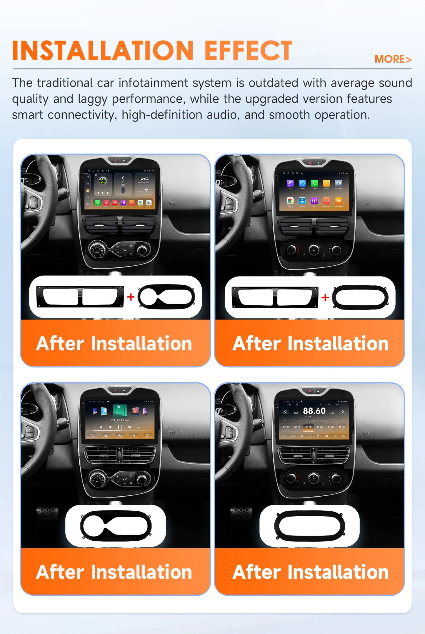 Renault Clio 4 2012-2019 10,1"  Android 14 Carplay Android auto wireless wifi bt gps 4g  AUTMXIAG
