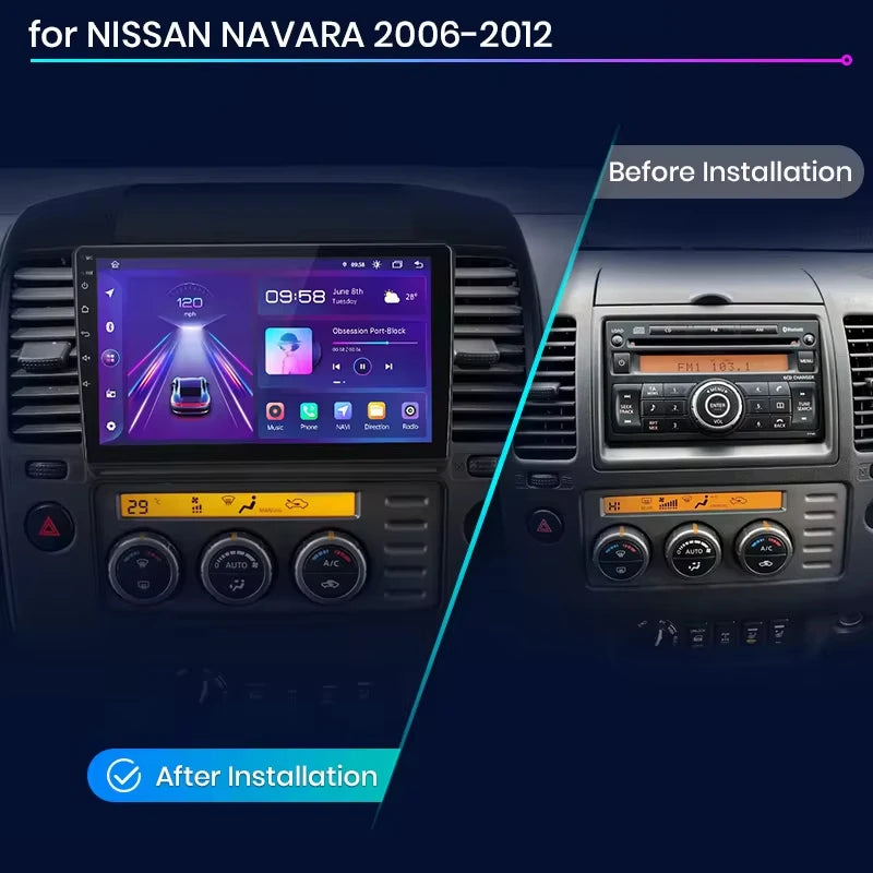 NISSAN NAVARA 2006 -2012 9" Wireless CarPlay Android Auto  RDS GPS 4G WIFI Multimedia autoradio AUTMNISNV2